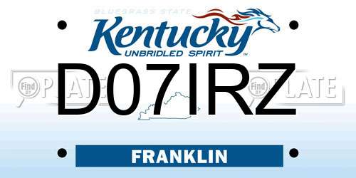 D07IRZ Kentucky License Plate