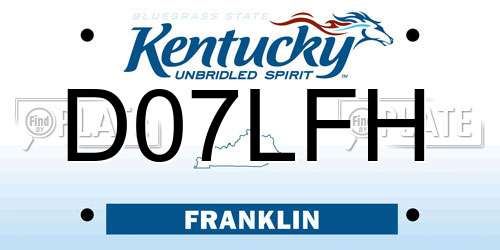 D07LFH Kentucky License Plate