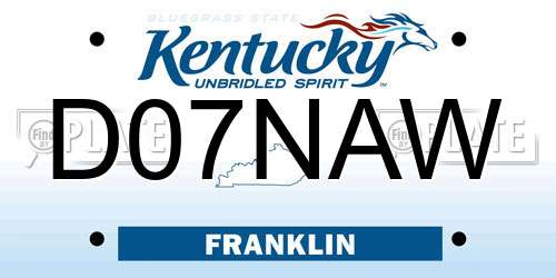 D07NAW Kentucky License Plate