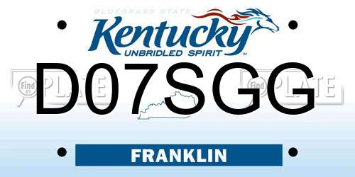 D07SGG Kentucky License Plate