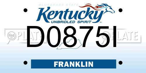 D0875I Kentucky License Plate
