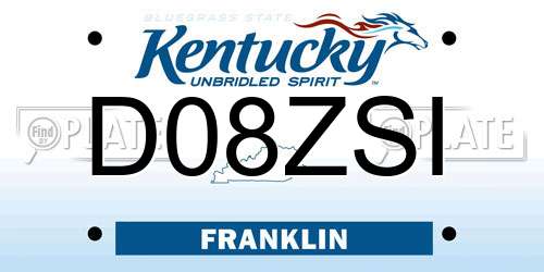D08ZSI Kentucky License Plate