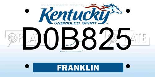 D0B825 Kentucky License Plate