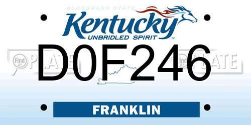 D0F246 Kentucky License Plate