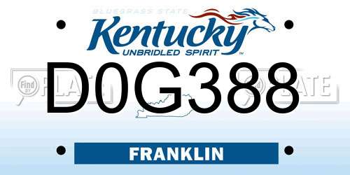 D0G388 Kentucky License Plate