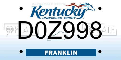 D0Z998 Kentucky License Plate