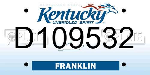 D109532 Kentucky License Plate