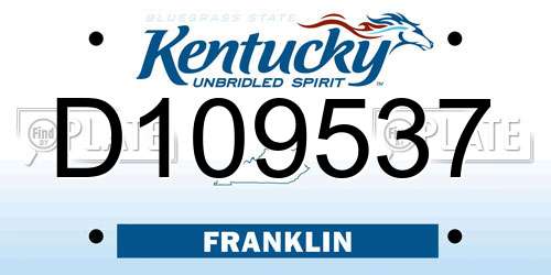 D109537 Kentucky License Plate