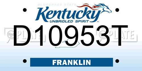 D10953T Kentucky License Plate