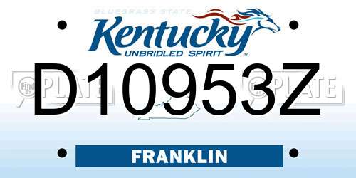 D10953Z Kentucky License Plate