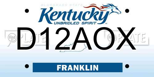 D12AOX Kentucky License Plate