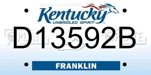 D13592B Kentucky License Plate