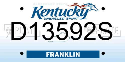 D13592S Kentucky License Plate