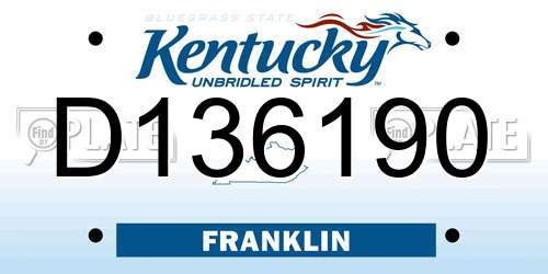 D136190 Kentucky License Plate