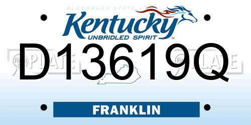 D13619Q Kentucky License Plate