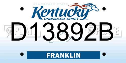 D13892B Kentucky License Plate
