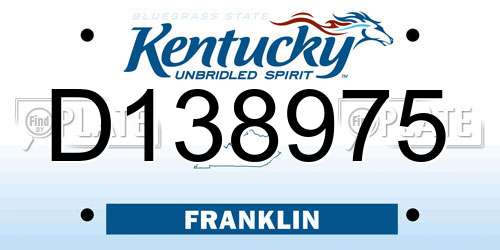 D138975 Kentucky License Plate