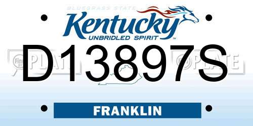 D13897S Kentucky License Plate