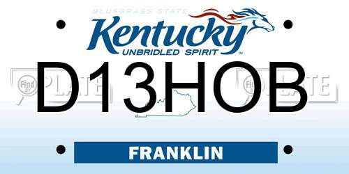 D13HOB Kentucky License Plate