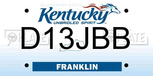 D13JBB Kentucky License Plate