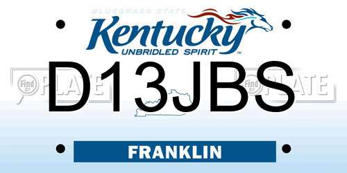 D13JBS Kentucky License Plate