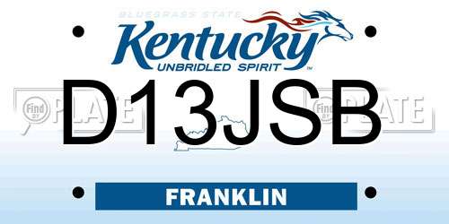 D13JSB Kentucky License Plate