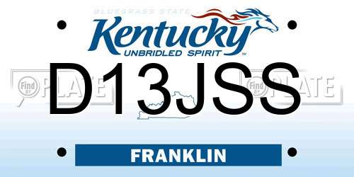 D13JSS Kentucky License Plate