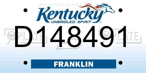 D148491 Kentucky License Plate