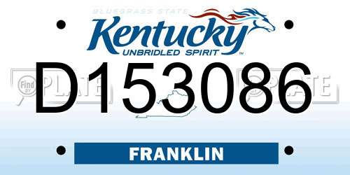 D153086 Kentucky License Plate