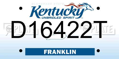 D16422T Kentucky License Plate
