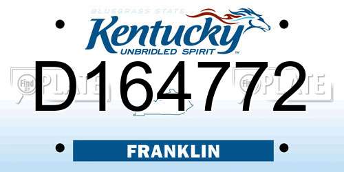 D164772 Kentucky License Plate