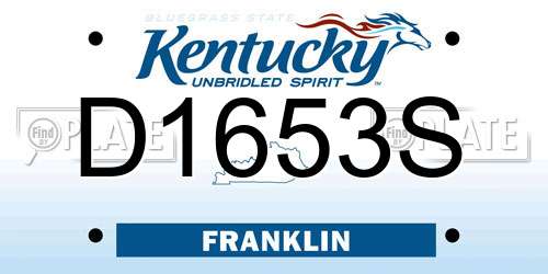 D1653S Kentucky License Plate