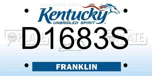 D1683S Kentucky License Plate