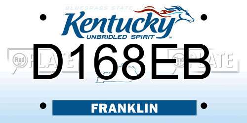 D168EB Kentucky License Plate
