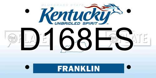 D168ES Kentucky License Plate