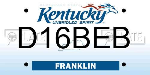 D16BEB Kentucky License Plate