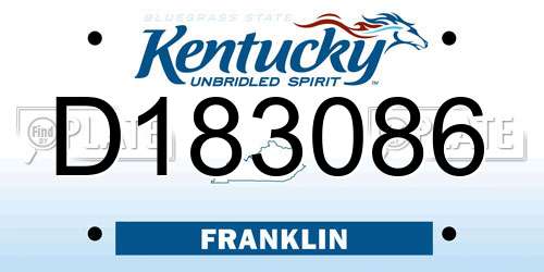 D183086 Kentucky License Plate