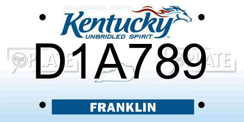 D1A789 Kentucky License Plate
