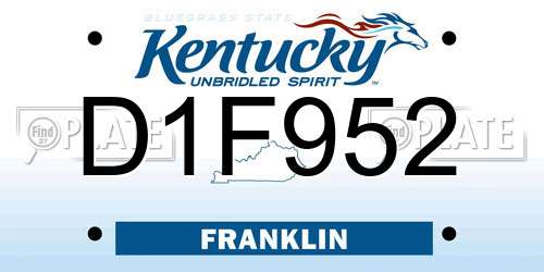 D1F952 Kentucky License Plate