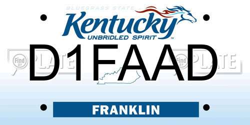 D1FAAD Kentucky License Plate