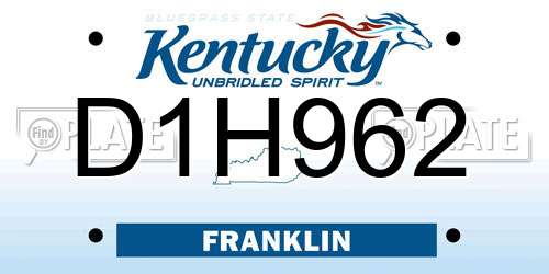 D1H962 Kentucky License Plate