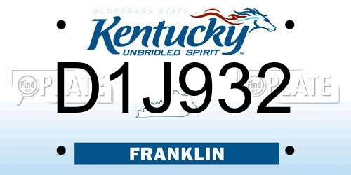 D1J932 Kentucky License Plate