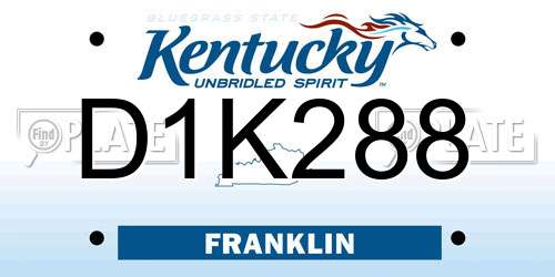 D1K288 Kentucky License Plate