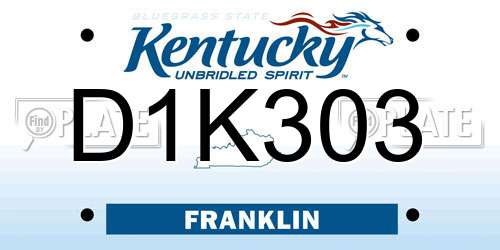 D1K303 Kentucky License Plate
