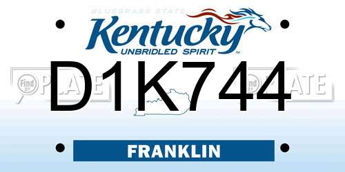 D1K744 Kentucky License Plate