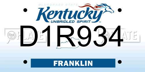 D1R934 Kentucky License Plate