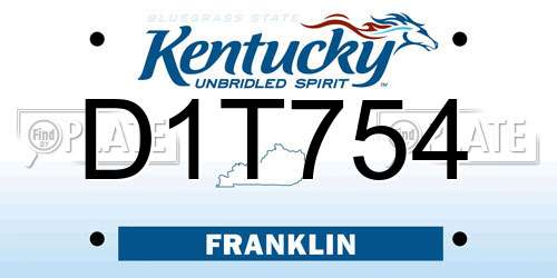 D1T754 Kentucky License Plate