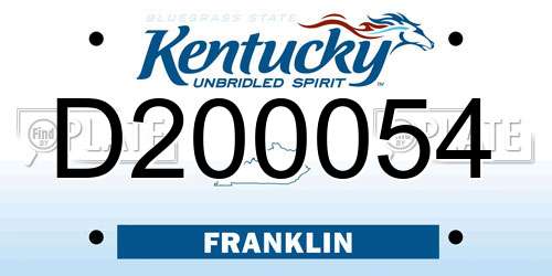 D200054 Kentucky License Plate