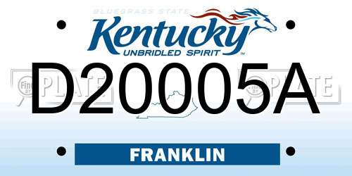 D20005A Kentucky License Plate