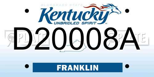 D20008A Kentucky License Plate